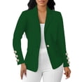 thumbnail image 5 of 2026 Blazers for Women Classic Blazer Lapel Collar Open Front Women's Casual Sleeve Button-Up Long-Sleeved Patchwork Blazer Green Xxl, 5 of 9