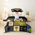 thumbnail image 2 of Homewish Dino Patchwork Grid Twin Duvet Cover,Retro Animal Twin Bedding,Beige,Black Reversible,2-Piece,1 Duvet Cover and 1 Pillowcase, 2 of 6