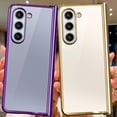 thumbnail image 6 of for Samsung Galaxy Z Fold 5 Case Plating Frame Electroplate Clear Luxury Elegant Case Camera Protector Soft TPU Shockproof Protective 3 PCS Anti-Skid Galaxy Z Fold 5 Case -Purple, 6 of 12
