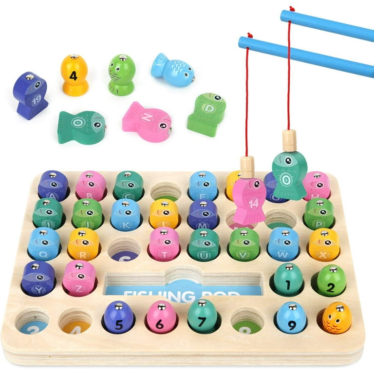 Wooden Magnetic Fishing Game, Fine Motor Skill Toy ABC Alphabet
