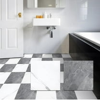 32-Pack Peel and Stick Floor Tiles, 12" x 12" Stone & Jazz White Vinyl Flooring, Waterproof Self Adhesive Tile for Bathroom, Kitchen, RV, DIY Renovation