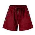 thumbnail image 3 of Shorts pour Femmes Shorts d'Été pour Femmes Grande Taille Couleur Unie Élastique Boutons Décoratifs Poche Shorts Décontractés, Shorts Rouges pour Femmes 3TG, 3 of 6