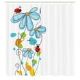 thumbnail image 3 of Ambesonne Cartoon Shower Curtain, Ladybugs Flowers, 69"Wx70"L, Multicolor, 3 of 5