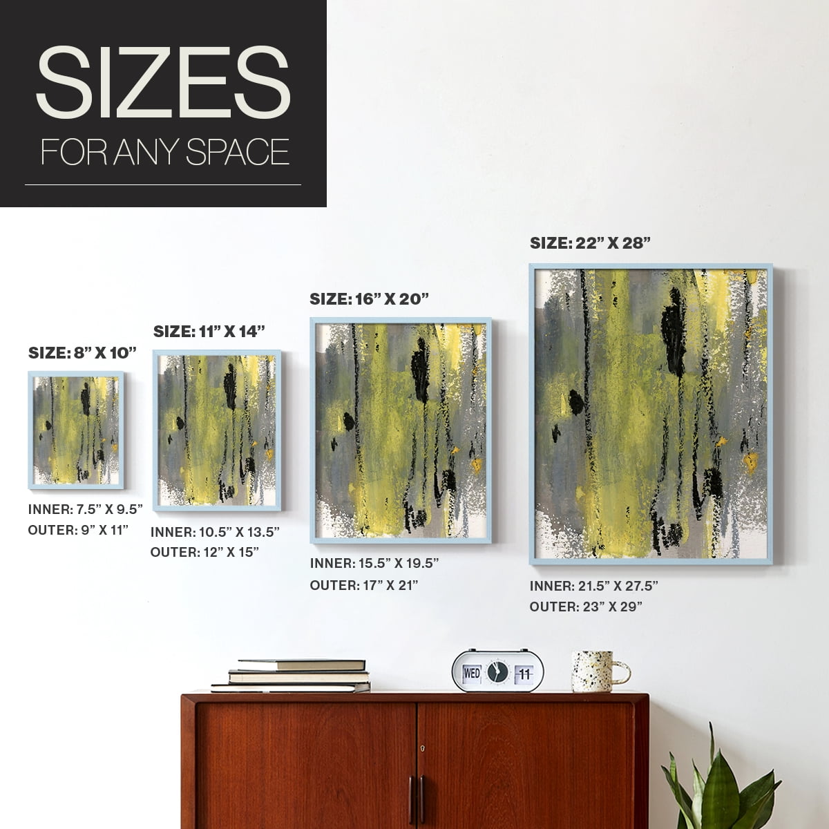 Loft Pastel II Framed Print in Blue Solid Wood Framed Print No Nail Hanging