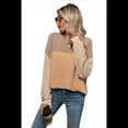 thumbnail image 2 of Camisa Holgada Informal de Punto con Cuello Redondo y Larga con Bloques de Color para Mujer, Color Amarillo Albaricoque Talla S, 2 of 6
