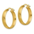 thumbnail image 2 of 14k Solid Yellow Gold Medium X5mm Satin Hoop Earrings 24.5x24.5mm Wide 5mm Thick Hoop Earring for Women, 2 of 2