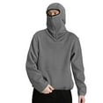 thumbnail image 3 of Balaclava Hoodie for Men Casual Stylish Solid Hooded Sweatshirt Fall Winter Loose Streetwear Comfortable Men Ninja Hoodie Light Gray XL, 3 of 10