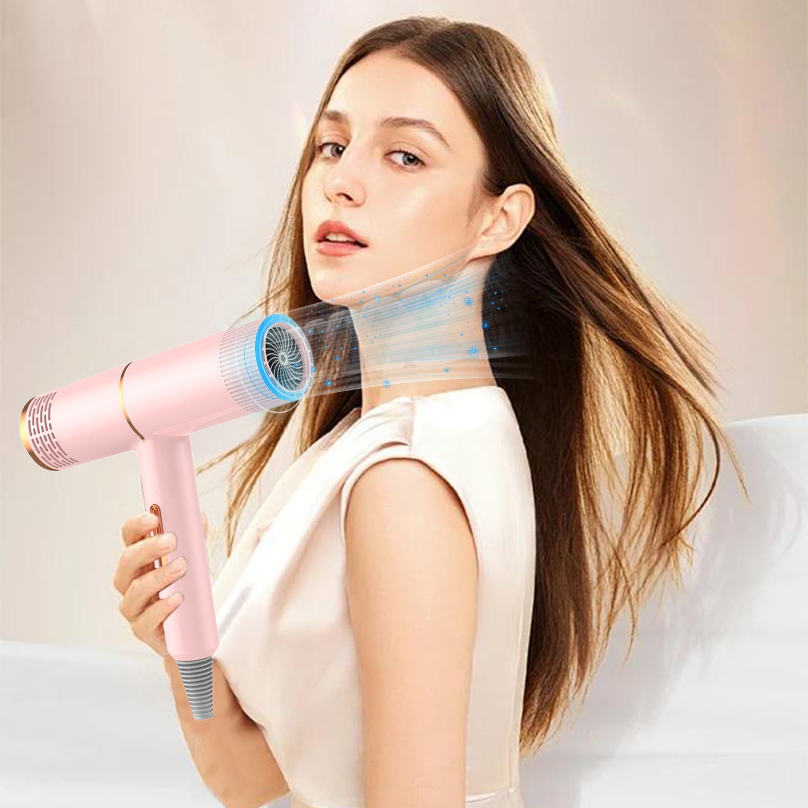 Slhenay High-Powered Electric Hair Dryer for Home Use - Lightweight Hair Dryer Intelligent Temperature Control Wet and Dry Use 3 Temp Low Radiation Ionic Hair Dryer for Women, Pink