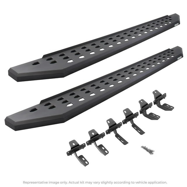 Go Rhino Running Board 69405880PC RB20; Textured Powder Coated; Black; Galvanized Steel; Unlighted; Rocker Panel Mount