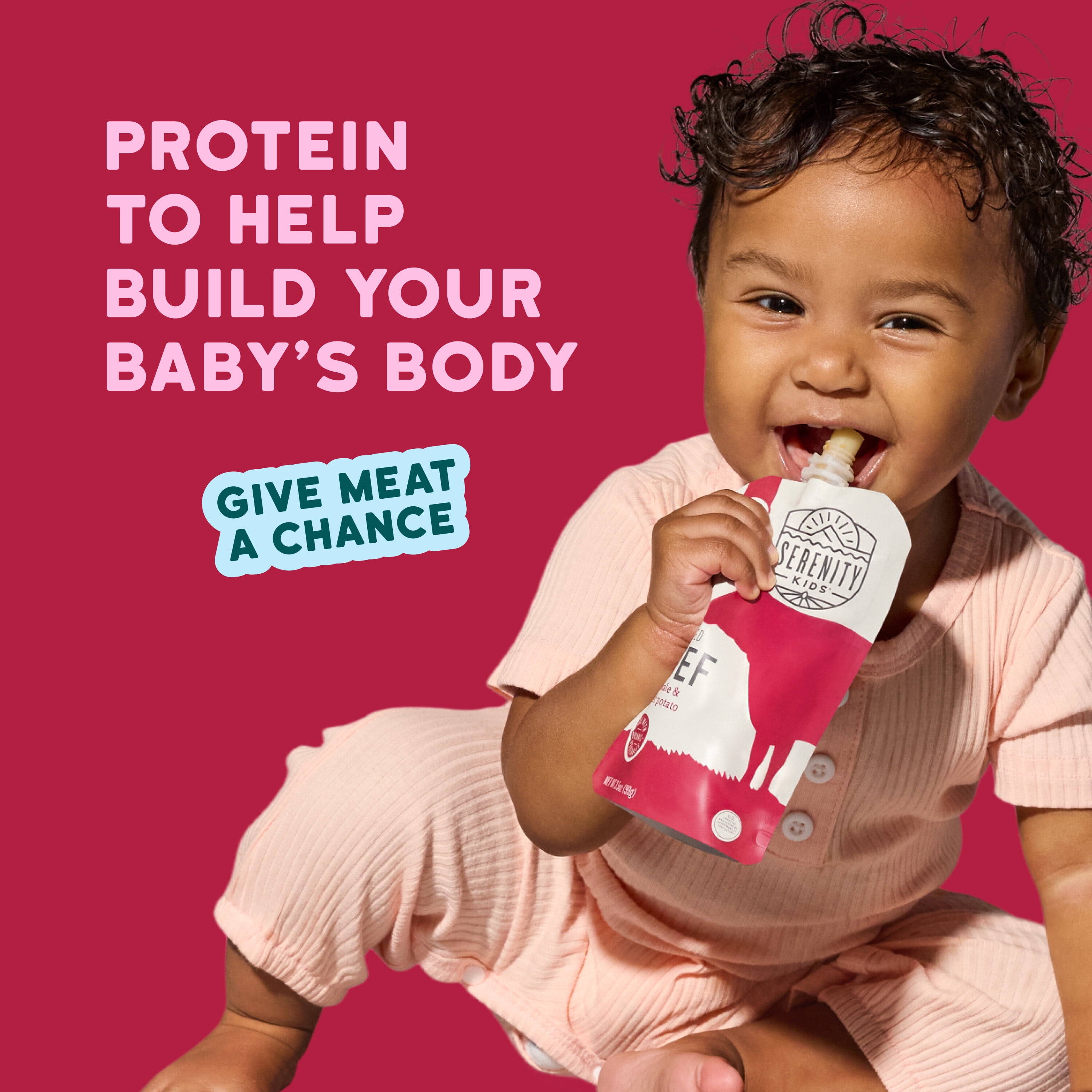 (12 pack) Serenity Kids Organic Grass Fed Beef, Kale & Sweet Potato Stage 2 Baby Food, 3.5 oz