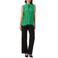 thumbnail image 2 of INSPIRAR CHIC Top sin mangas de verano casual de negocios para mujeres, blusa con cuello atado plisado en verde L para el trabajo de primavera, 2 of 6