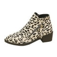 thumbnail image 2 of Women's Low Heels Ankle Boots Fashion Leopard Print Round Toe Flat Sole Ankle Zipper Boot Comfortable Casual Shoe Women Low-Heels Non-Slip Ankle Shoes, 2 of 8