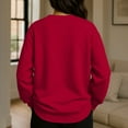 thumbnail image 4 of Women's Solid Color Round Neck Drop Shoulder Long Sleeve Loose Fit Casual Sweatshirt Top Fall and Winter Fashion Winter Clothes,Wine,Size S, 4 of 5