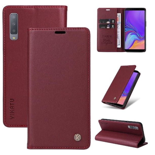 Funda para Samsung Galaxy A7 2018 Estuche de Cuero PU Tipo Cartera con Ranuras para Tarjetas y Cierre Magnético