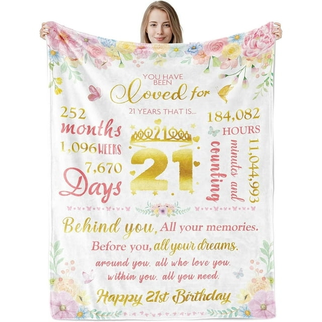 LHSHID 21st Birthday Blanket Gifts for Her Blanket Flannel Soft and Comfortable Anti static Bed Sofa Blanket 60x80in