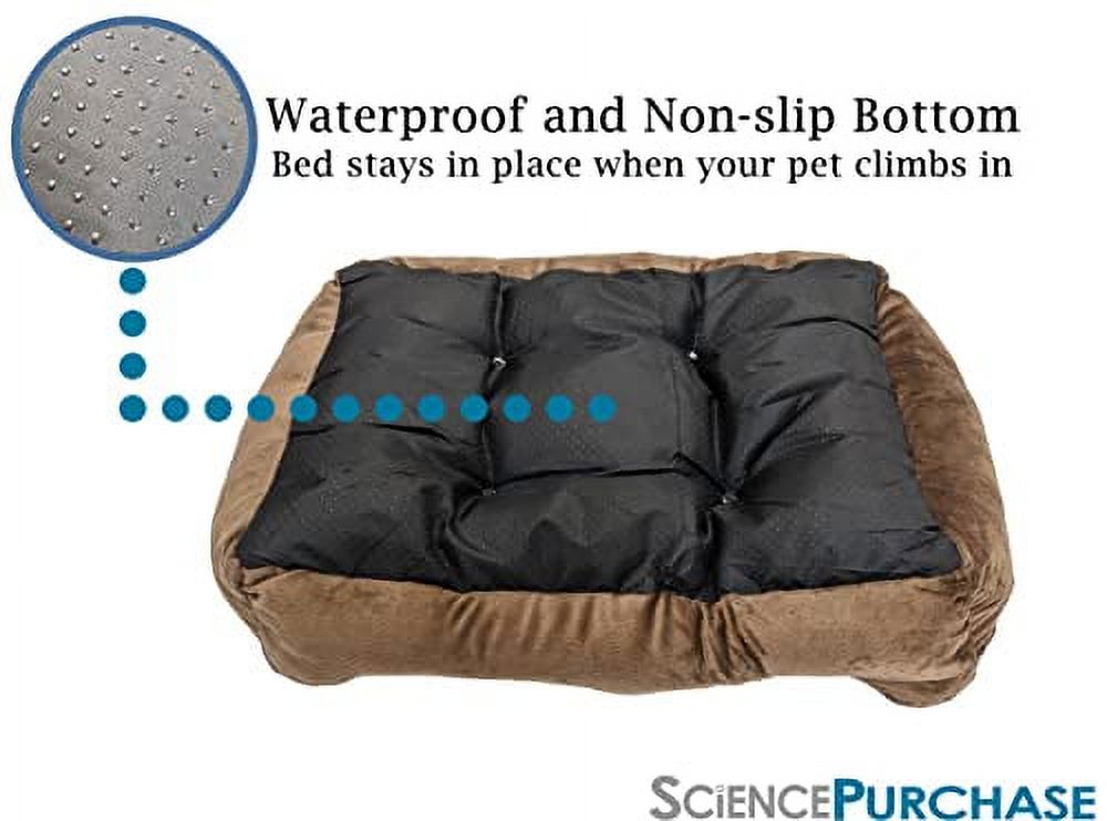 Small 24"×18" Luxury Pet Bed for Dogs or Cats - Super Soft, Machine Washable, Waterproof Non-Slip Underside, Low Front Wall for Easy Entering & Exiting