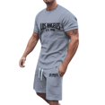 thumbnail image 2 of Los Angeles Graphic Short Sets for Men Relaxed Fit Crewneck T Shirt and Shorts 2 Piece Matching Set Mens Summer Outfits, 2 of 7
