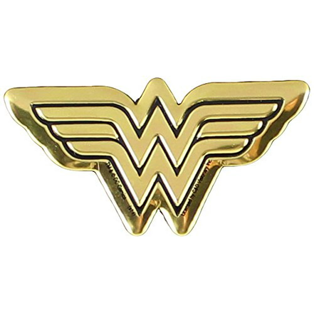 DC Comics Originals Wonder Woman Logo Metal Sticker, Gold, 4cm