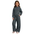 thumbnail image 5 of GiLiling Girls Pullover Hoodie with Kangaroo Pocket and Wide Leg Pants Set, Kids 2 Piece Fall Winter Sweatsuit Outfits (Dark Gray, 13-14 Years), 5 of 8