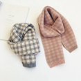 thumbnail image 2 of Bufanda de lana a cuadros con colores retro a juego para niños, otoño e invierno, cálida para el cuello para niños y niñas, estilo de moda para bebés, 2 of 5