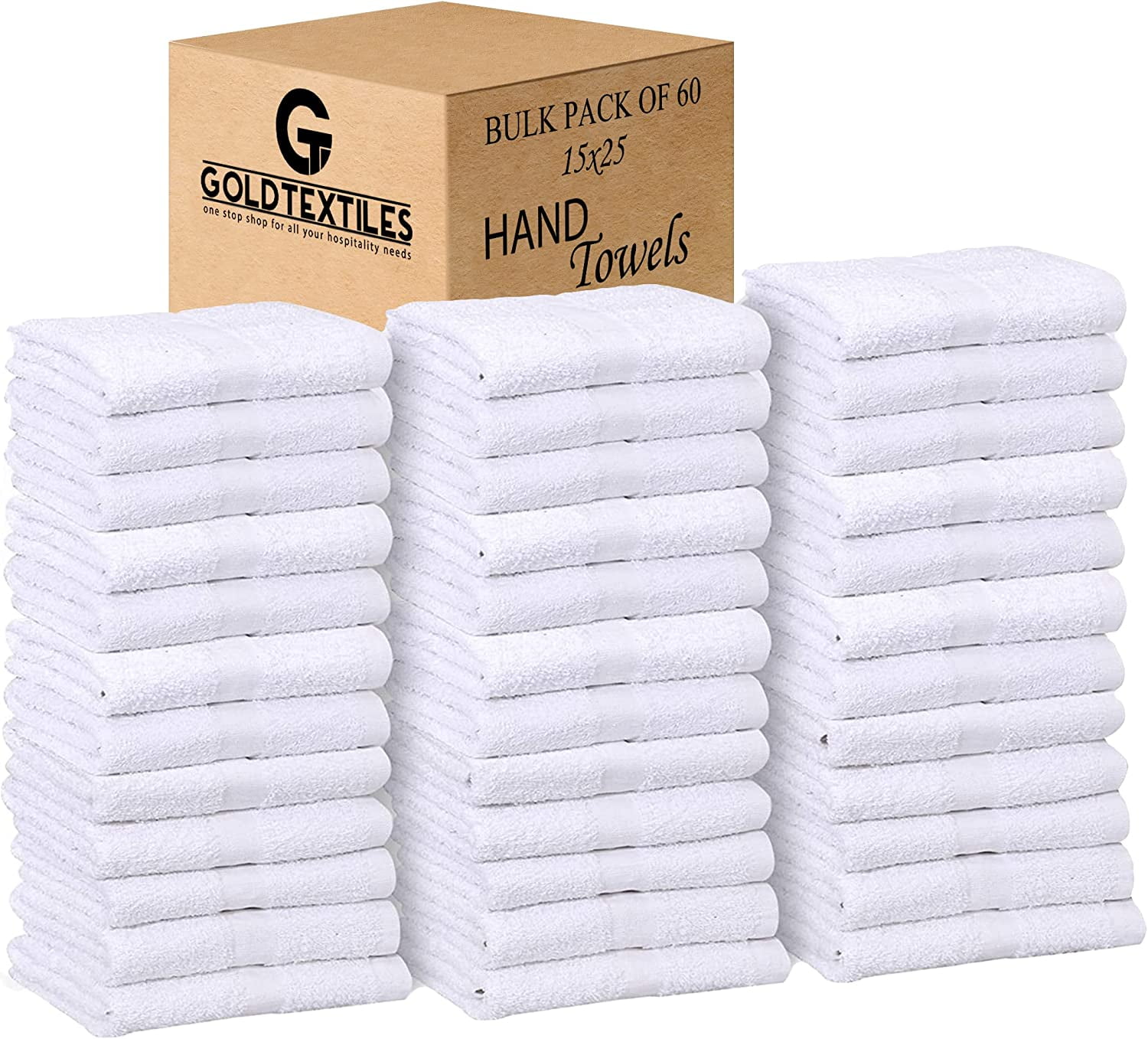 Gold Textiles Hand Towel Bulk Pack of 60 Cotton Blend Towel Salons Gyms