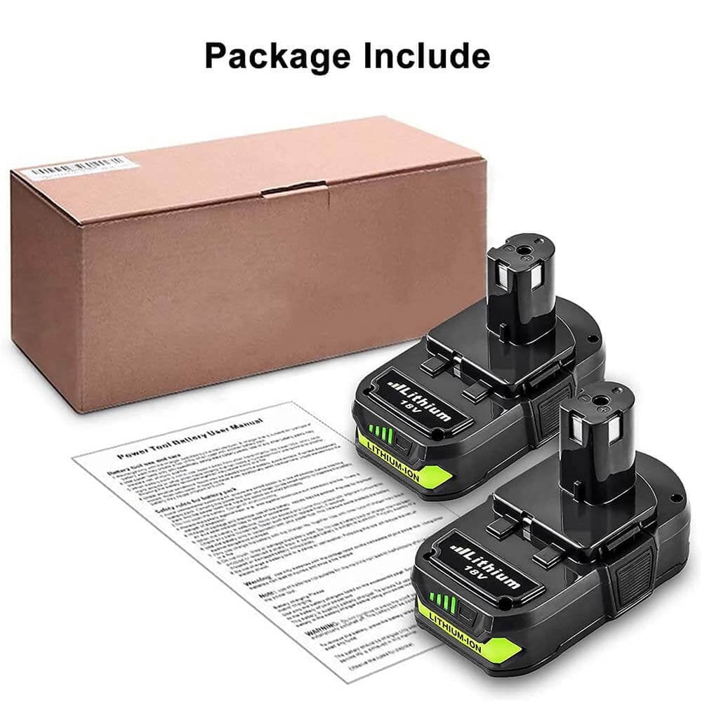 2Pack 3.6Ah Battery Replacement for Ryobi 18V Cordless Tools P102 P108