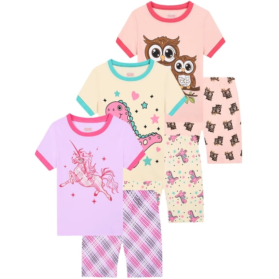 ATAIKU 3-10Y Toddler Little Girls Unicorn Pajamas Set 100% Viscose Big Kids 2-Piece Pjs Summer Jammies