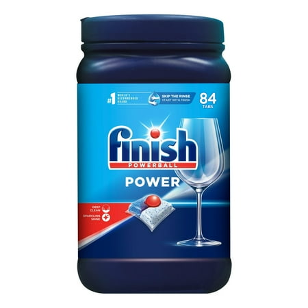 Finish Power, 84ct, Dishwasher Detergent, Powerball, Dishwashing Tablets, Dish Tabs (4 Pack)