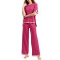 thumbnail image 4 of Ashirexll Vacation Outfits for Women, Two Piece Sets for Women, Casual Sleeveless Round Neck Blouse and Pant Summer Set, 4 of 4
