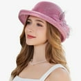 thumbnail image 6 of XINPING Women's Mesh Floral Sun Hat, Elegant Wide Brim Hat with Floral Netting Detail for Weddings, Garden Parties and Summer Vacation, 6 of 8