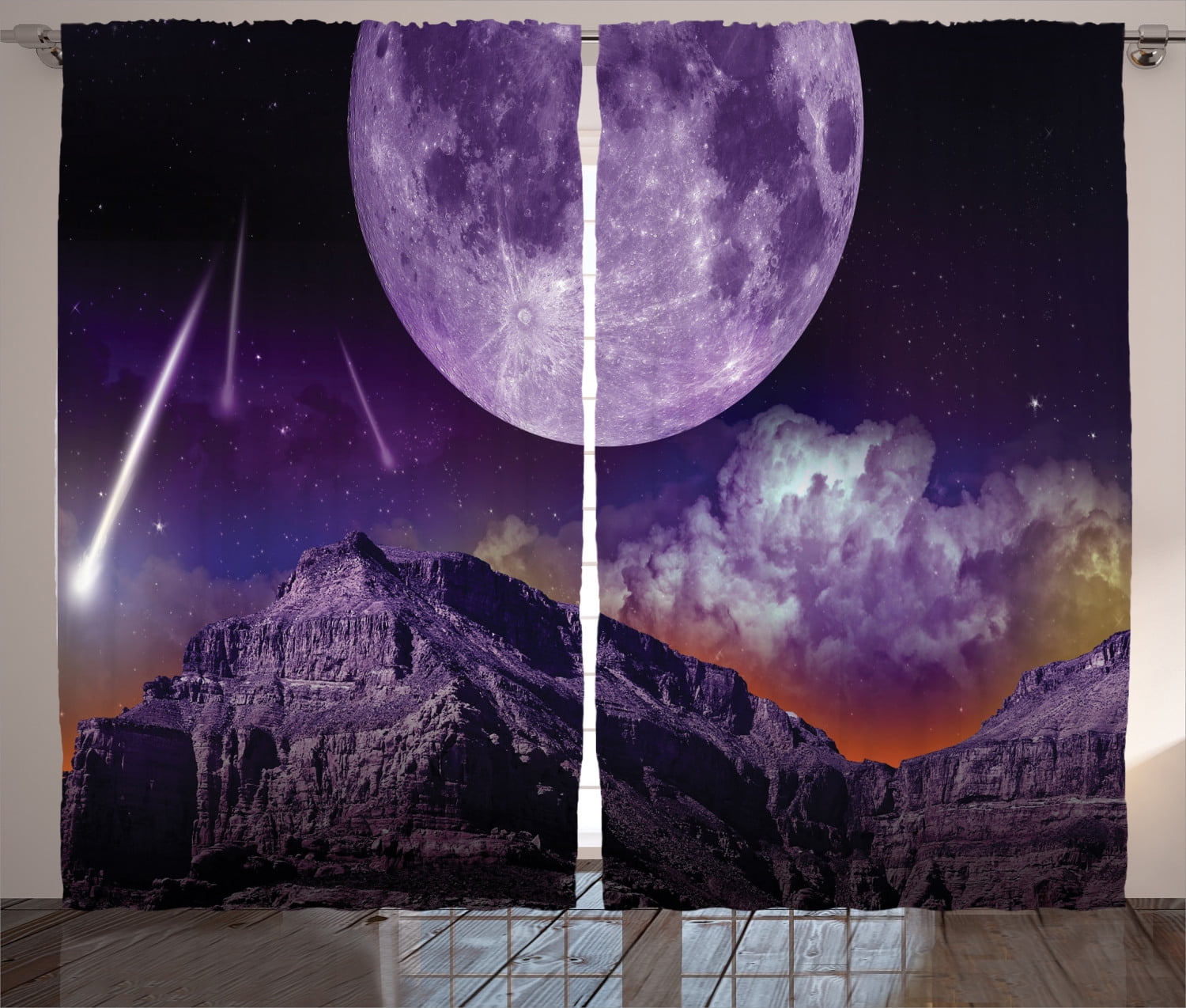 Outer Space Curtains 2 Panels Set, Fantasy Dark Night in ...