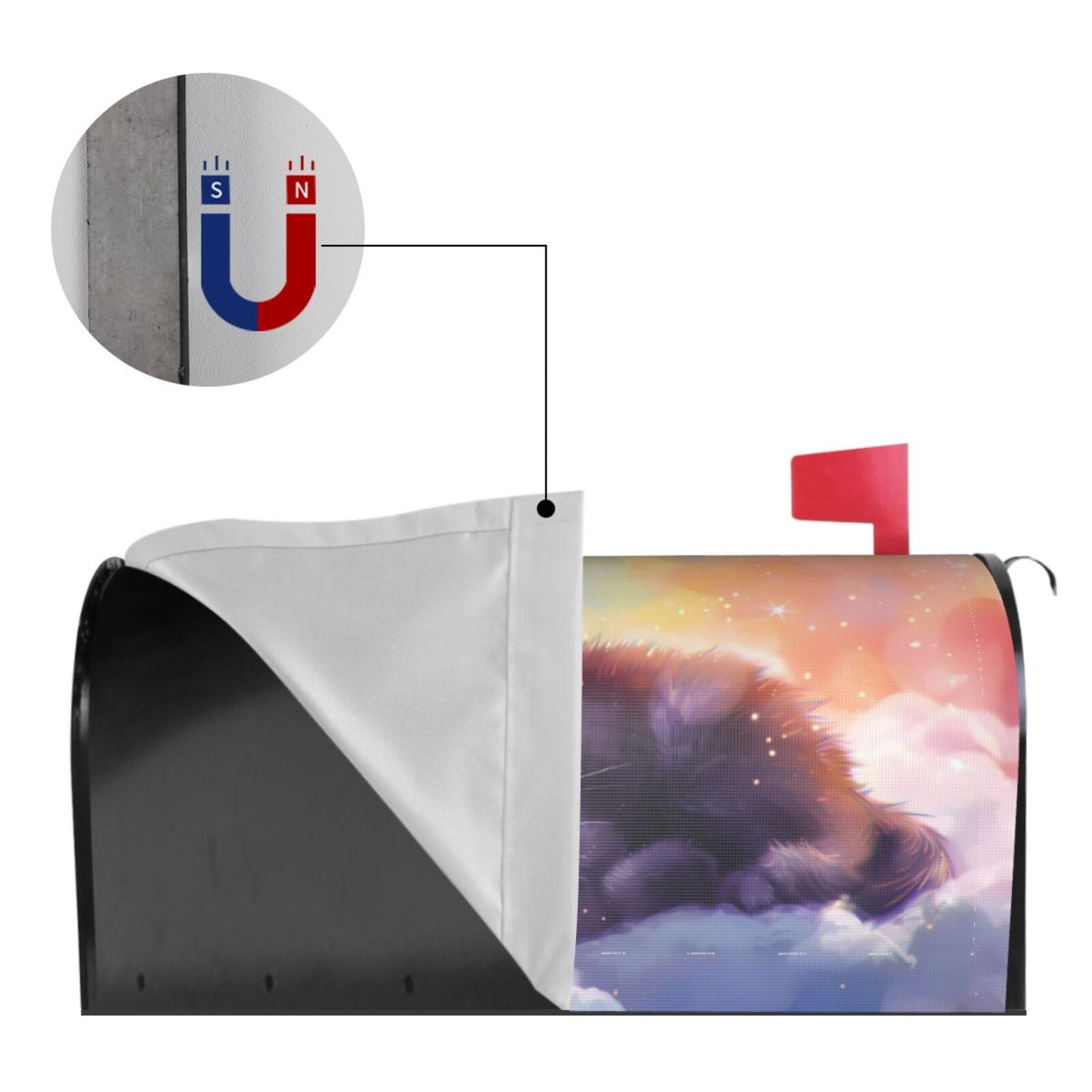 Logiee Colorful Cloud Sleeping Cat Print Post Letter Box Wrap Decor, Mailbox Cover Suitable for Standard Mailbox and Large Size Mailbox,Outdoor Yard Decoration-21x18 in