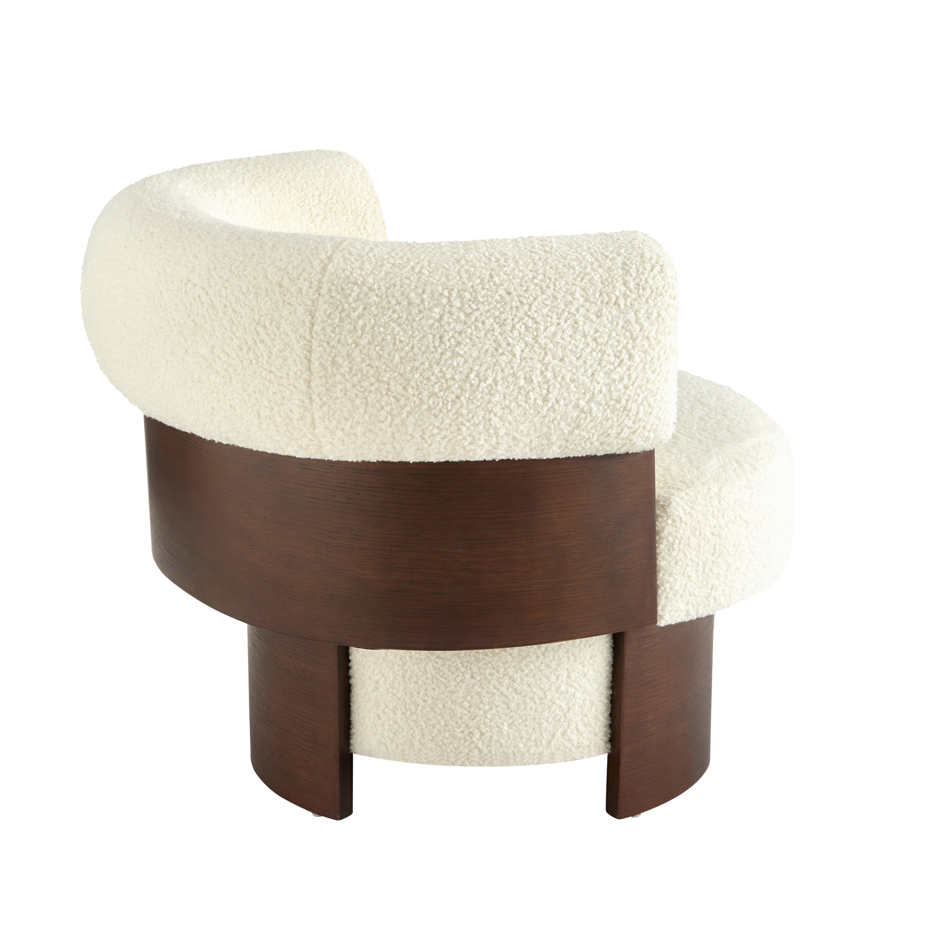 Euroco 360° Swivel Barrel Chair, Modern Curved Sculptural Swivel Accent Chair with Armrest and Soft Cushion,Oversized Upholstered Armchair Single Sofa for Living Room,Bedroom,Small Spaces,Beige