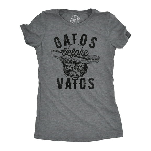 Womens Gatos Before Vatos T Shirt Funny Kitten Lovers Spanish Joke Tee for Ladies Womens Graphic Tees