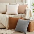 thumbnail image 5 of Unique Bargains Set of 2 Solid Soft Cushion Pillow Covers Light Brown 18" x 18", 5 of 6