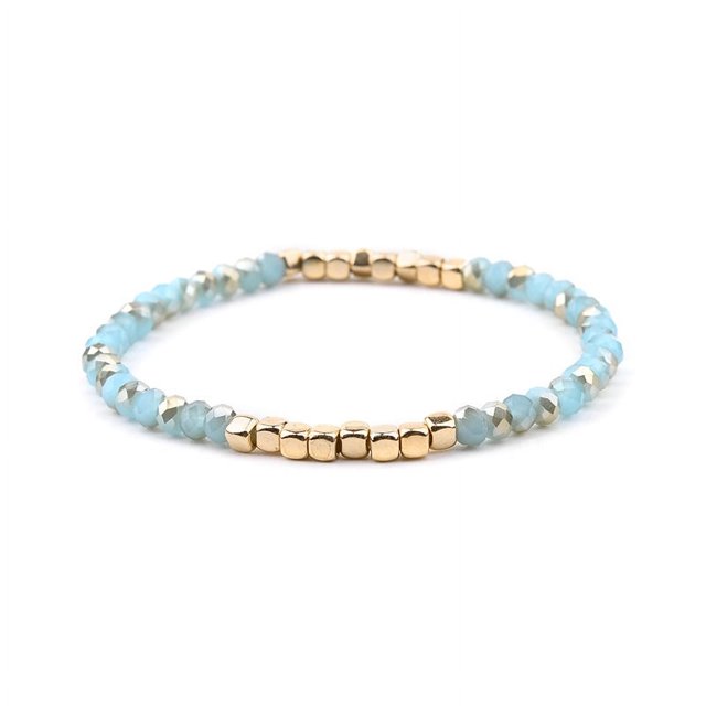 Pulsera de cuentas de cristal facetado elásticas europeas y americanas Pulsera de cuentas acrílicas con codo de cobre dorado para mujer