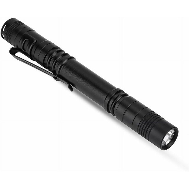 Mini linterna LED táctica con forma de bolígrafo, ligera, ultrabrillante, resistente al agua, diaria, aleación de aluminio negra para senderismo, Camping,