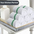 thumbnail image 6 of GOLD TEXTILES 12 PC Cotton Blend White Bar Mops 16x19" Green Stripe Kitchen Towels for Restaurant & Commercial Use, 6 of 8