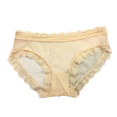 

Lingerie For Women Fashion Lace Mesh Low Waist Breathable Solid Color Underpants