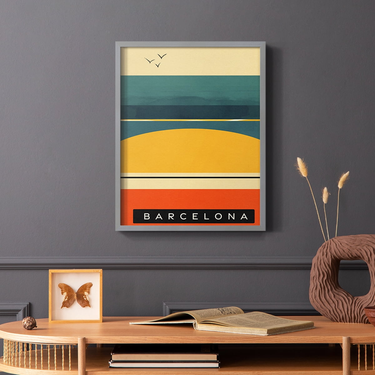 Summer Abroad II Framed Print in Gray Solid Wood Framed Print No Nail Hanging