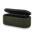 thumbnail image 5 of 43 Inches Oval Storage Ottoman Bench, Modern Teddy Storage Bench with Hinged Lid, Shoe Seat Foot Stool for Entryway Bedroom Living Room, Storage inner size: 38"(L) x 12.5"(W) x 13.5"(H), Dark Green, 5 of 8