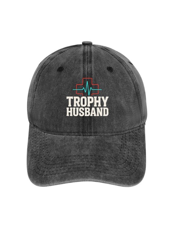 Trophy Husband Charcoal Baseball Cap for Men Women, Adjustable Snapback Hats Cotton Hat