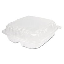 Dart ClearSeal Hinged-Lid Plastic Containers, 3-Compartment, 9.4 x 8.9 x 3, Plastic, 100/Bag, 2 Bags/Carton