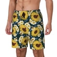 thumbnail image 2 of Uemuo Sunflowers Pattern Mens Swim Trunks Quick Dry Board Shorts with Mesh Lining, Stretch Beach Shorts Quick Dry No-Chafing Board Shorts-, 2 of 9