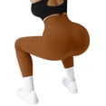 thumbnail image 5 of YIFUNIN Women's Solid Color Hip Lifting Yoga Pants, Ribbed Knit Fitness Leggings for Exercise Workout, High Waist Tummy Control,Brown S, 5 of 7