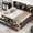 Antique Gray, variant on Light Grey Captain Bed with Bookcase Headboard and Storage / Provides Functional Storage Solutions