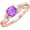 Rose, variant on 925 Sterling Silver 14K Yellow Gold Finish Round Cut Amethyst Leaf Solitaire Engagement Ring For Womens