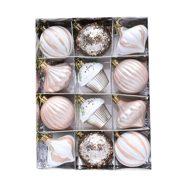 12 adornos navideños colgantes para decoración del hogar. Decoración navideña para Navidad. Oro champán