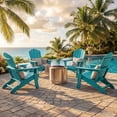 thumbnail image 2 of JEKO&JEKO Folding Adirondack Chair Set of 4 with Cup Holder, HIPS All-Weather Outdoor Chair for Patio, Garden, Backyard, Deck – Aruba Blue, 2 of 5
