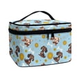 thumbnail image 2 of HELLHERO Dachshund and Daisy Pattern Polyester Makeup Travel Case Makeup Skincare Organizer Double Zipper Handy With Brush Storage Carry-on Travel Essentials Brush Storage, 2 of 6